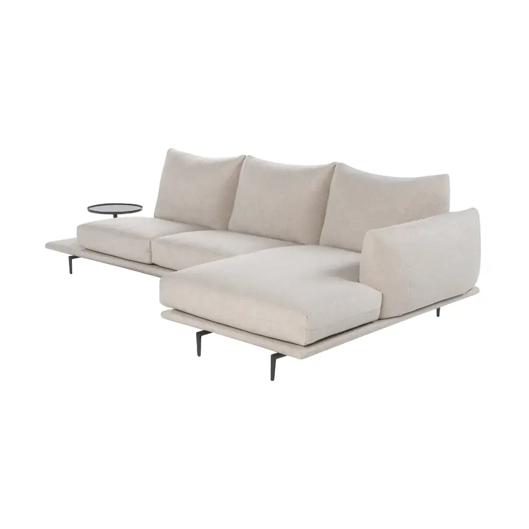 Helles modulares Sofa Dragees mit seitlichem Beistelltisch