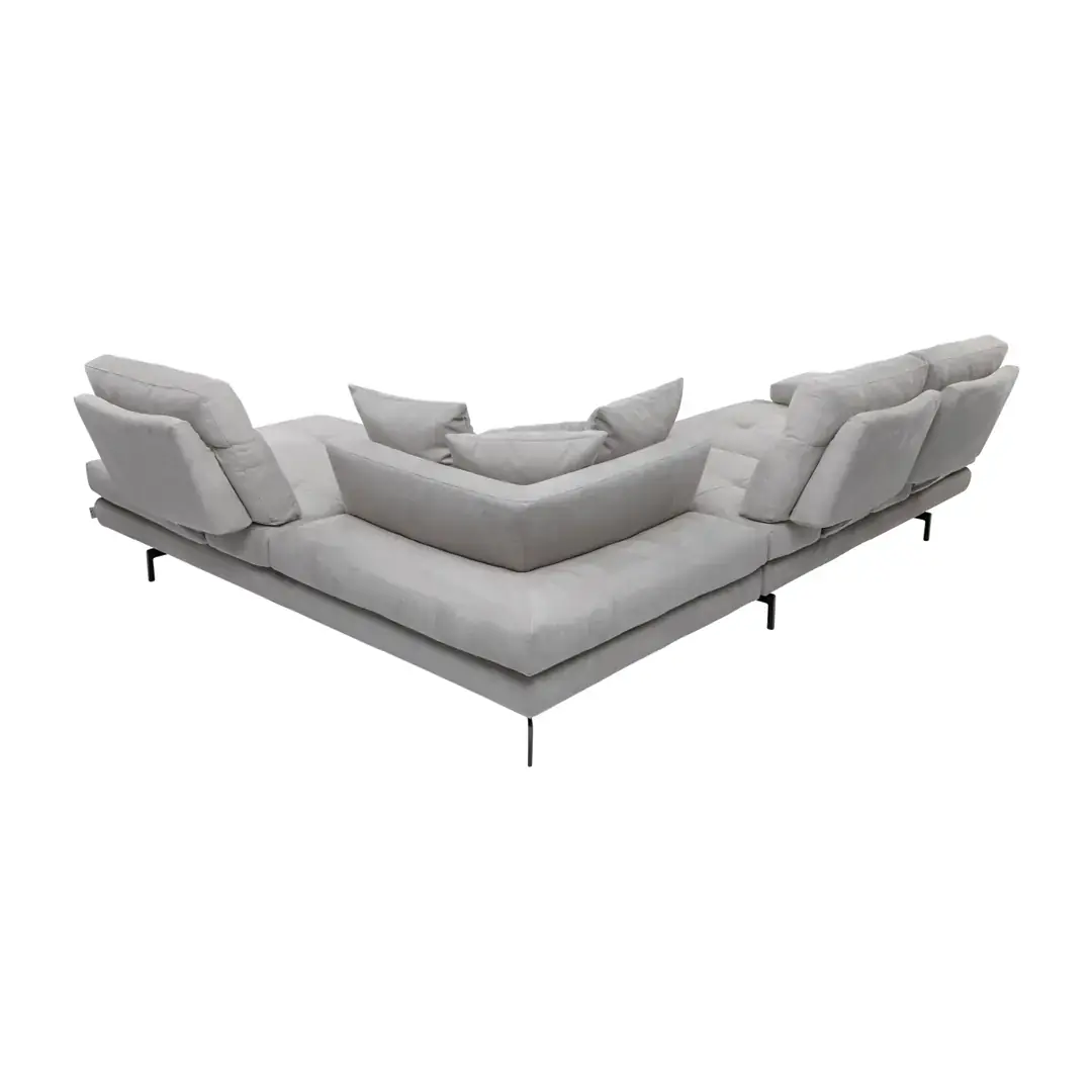 Graues Ecksofa Toby Wing mit modularer Rückenlehne von hinten
